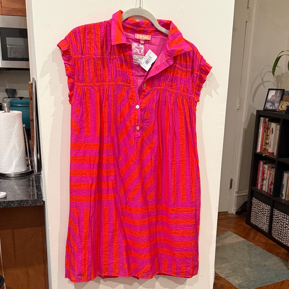 THML The Islee Dress Vibrant Pink and Orange size S new with tags